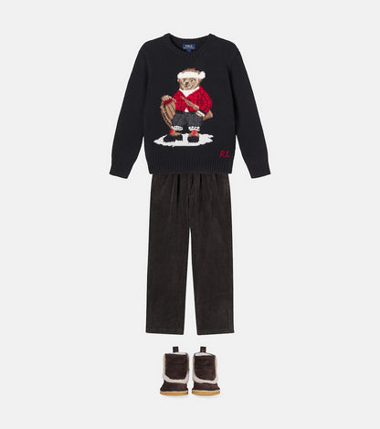 Polo Bear intarsia cotton sweater