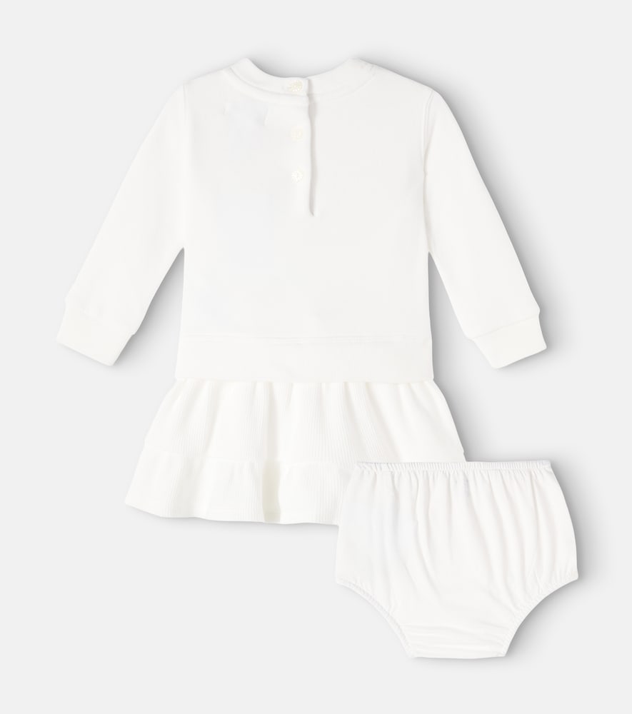 Baby cotton-blend dress and bloomers set