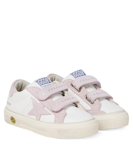 May School suede-trimmed leather sneakers