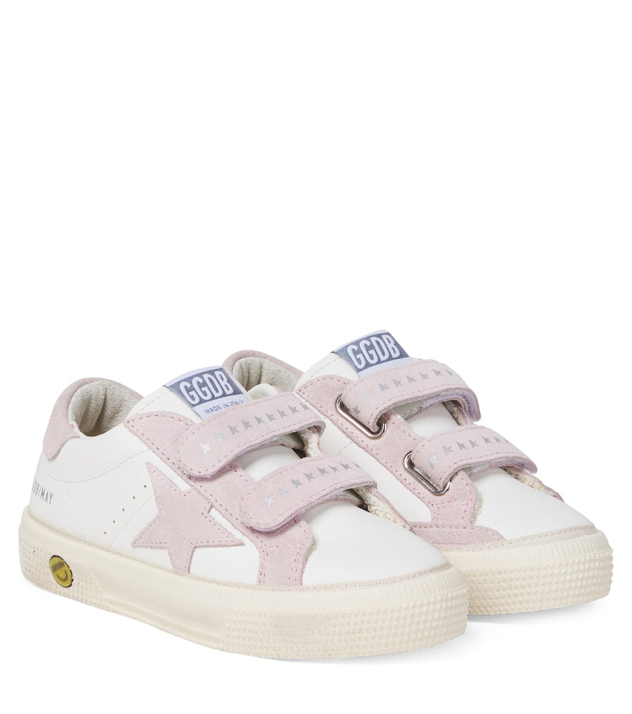 May School suede-trimmed leather sneakers