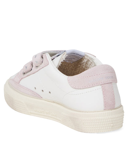 May School suede-trimmed leather sneakers