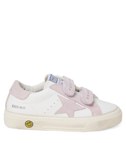May School suede-trimmed leather sneakers