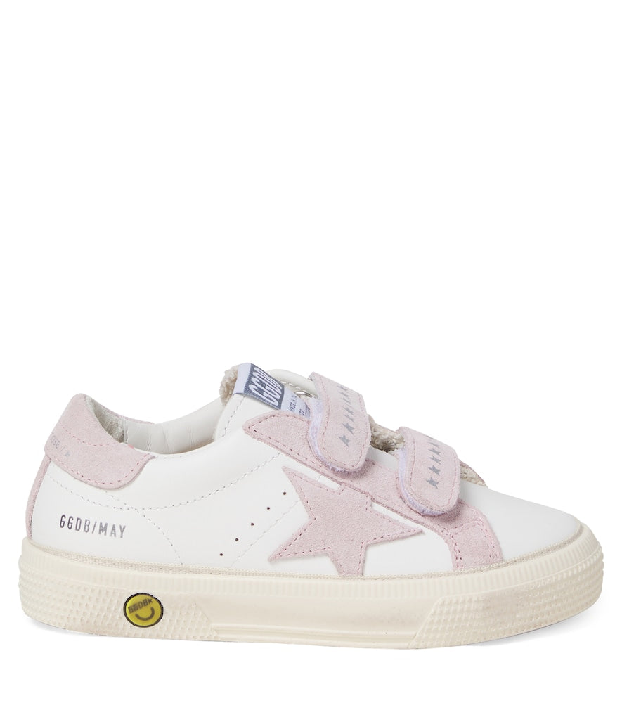 May School suede-trimmed leather sneakers