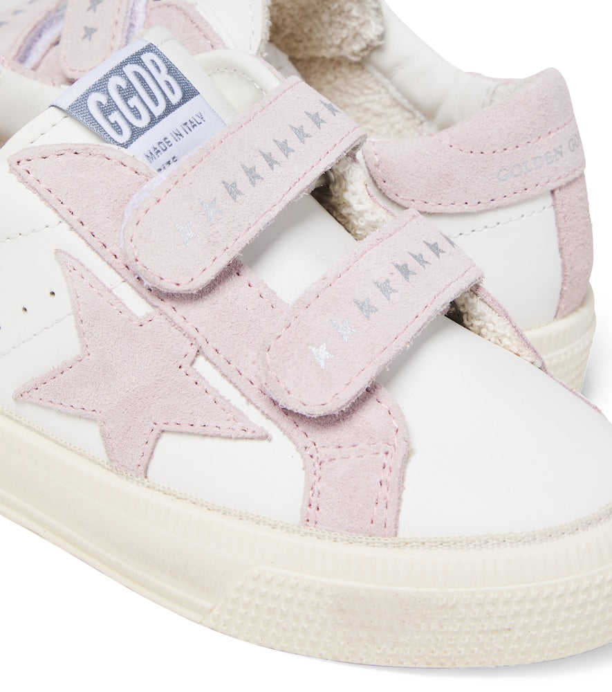 May School suede-trimmed leather sneakers