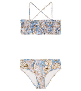 Printed shirred bikini