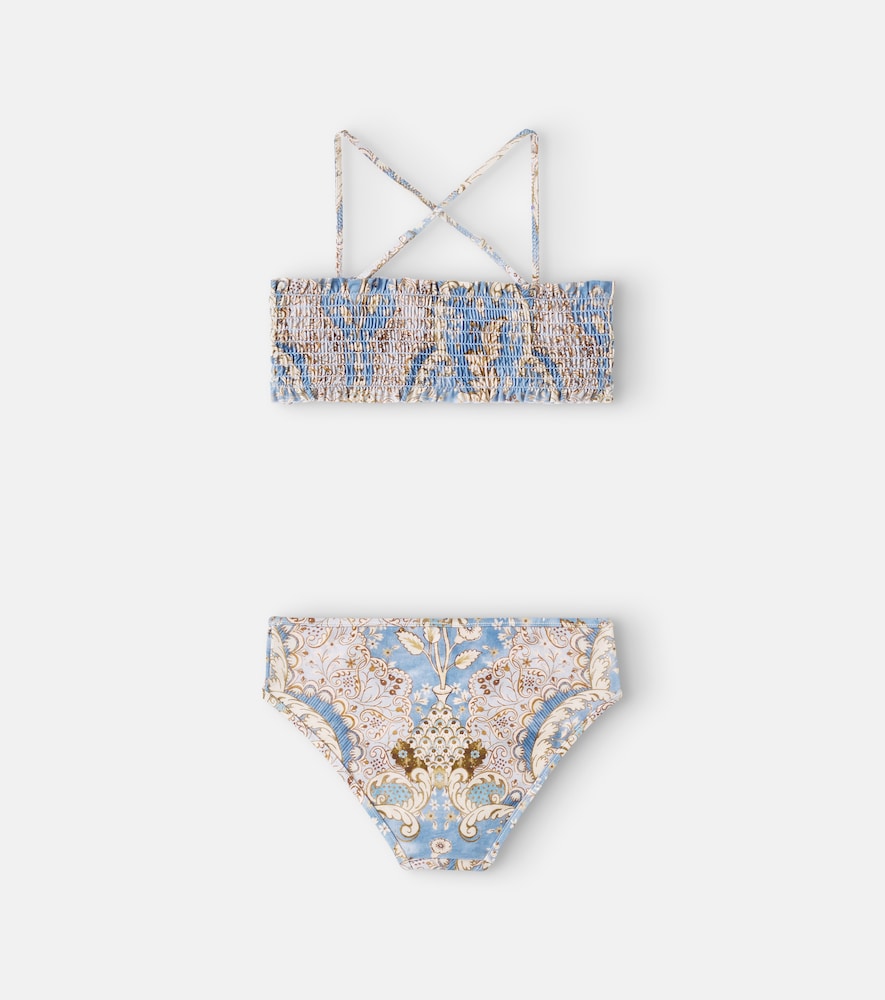 Printed shirred bikini