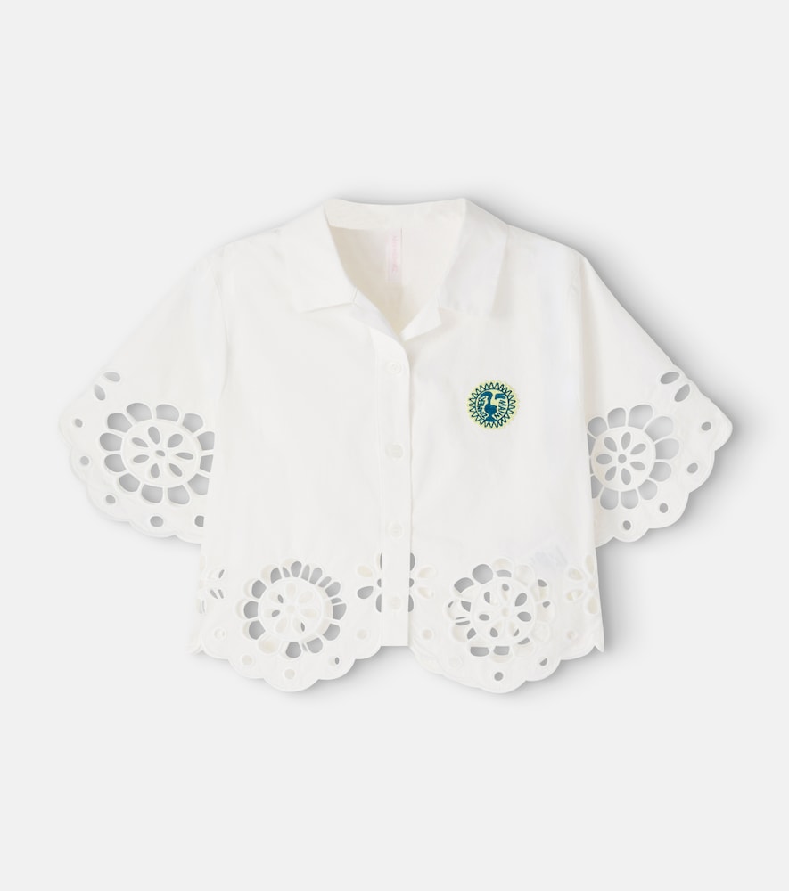 Awaken embroidered scalloped cotton shirt