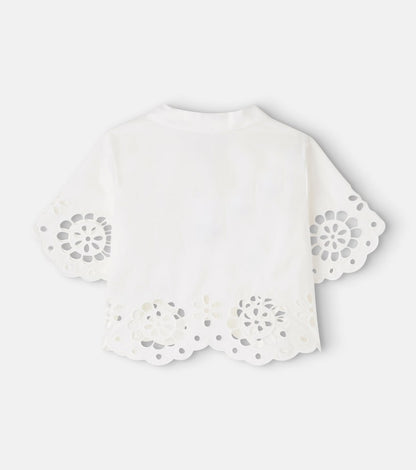 Awaken embroidered scalloped cotton shirt