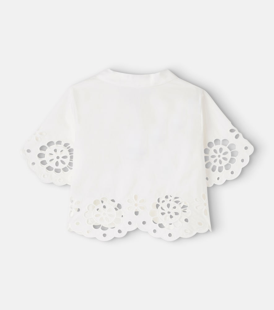 Awaken embroidered scalloped cotton shirt