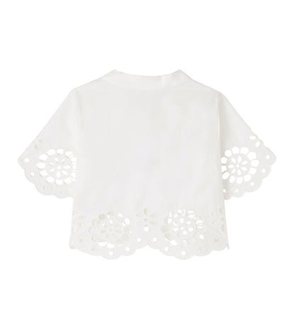 Awaken embroidered scalloped cotton shirt