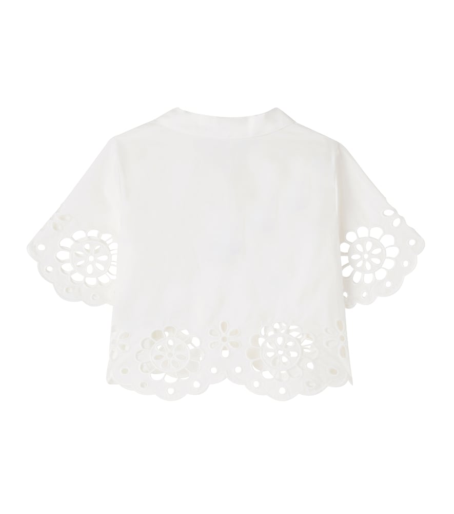 Awaken embroidered scalloped cotton shirt