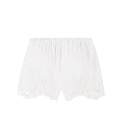 Awaken embroidered scalloped cotton shorts