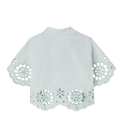 Awaken embroidered scalloped cotton shirt