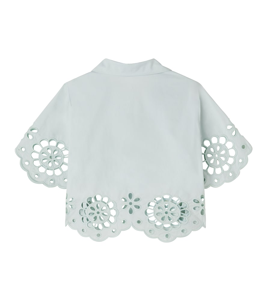Awaken embroidered scalloped cotton shirt