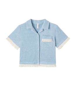 Awaken fringed cotton-blend terry top