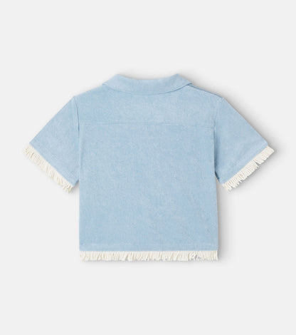 Awaken fringed cotton-blend terry top