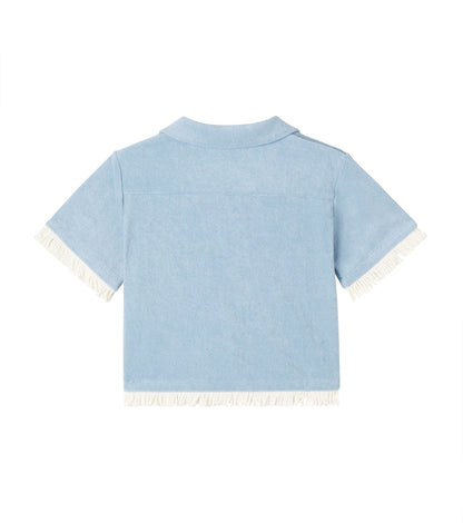 Awaken fringed cotton-blend terry top