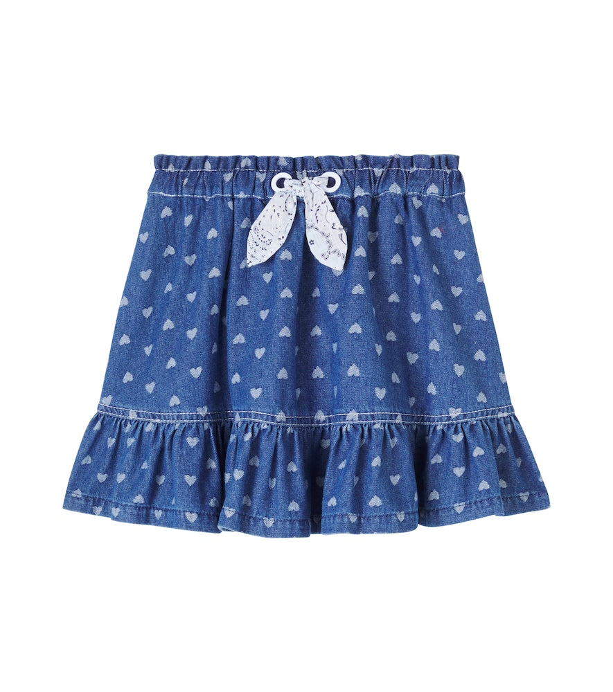 Printed denim skirt