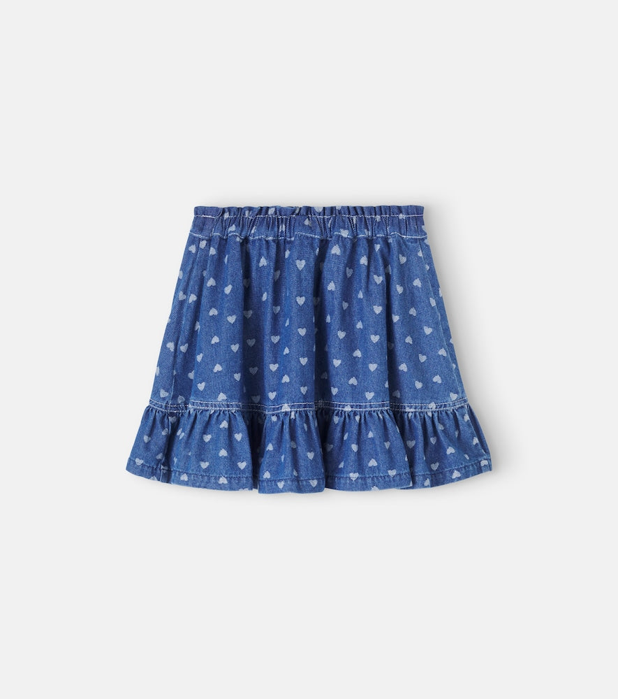 Printed denim skirt