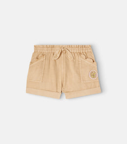Wanderlust embroidered scalloped denim shorts