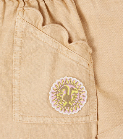 Wanderlust embroidered scalloped denim shorts