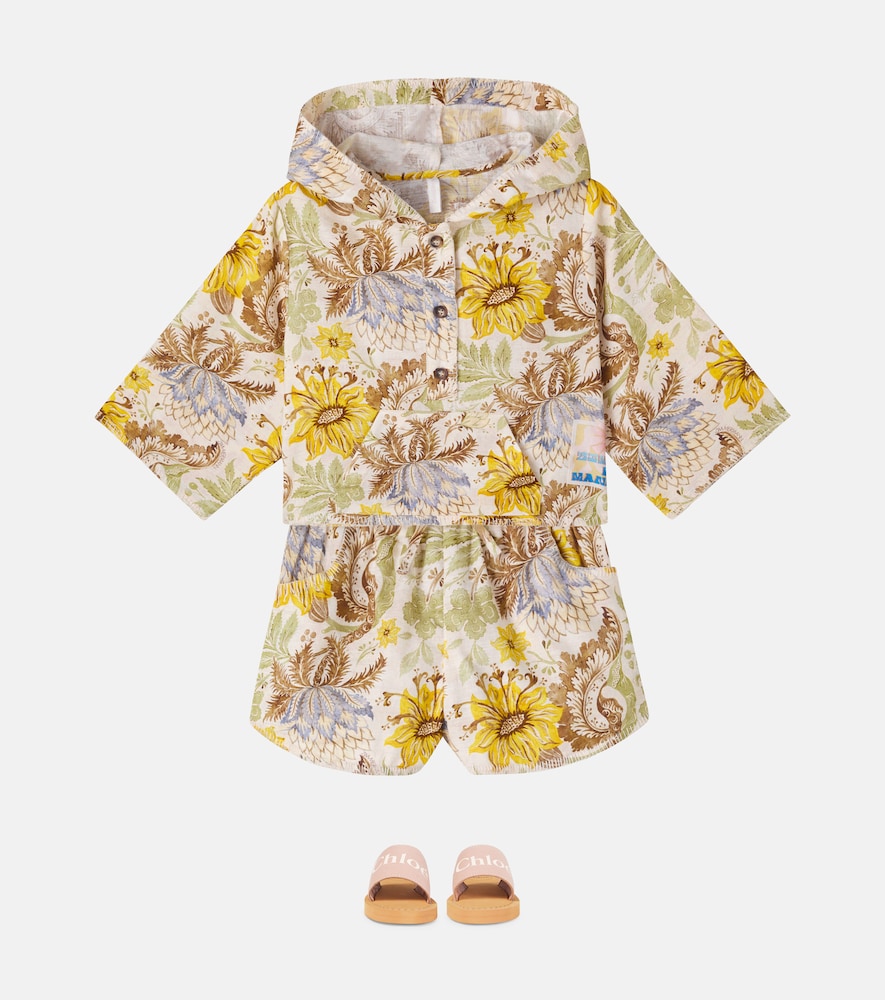 Floral hooded cotton top