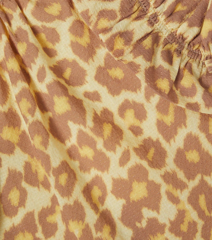 Leopard-print ruffled cotton top