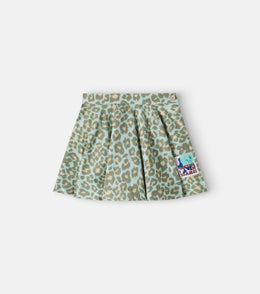 Leopard-print cotton skirt
