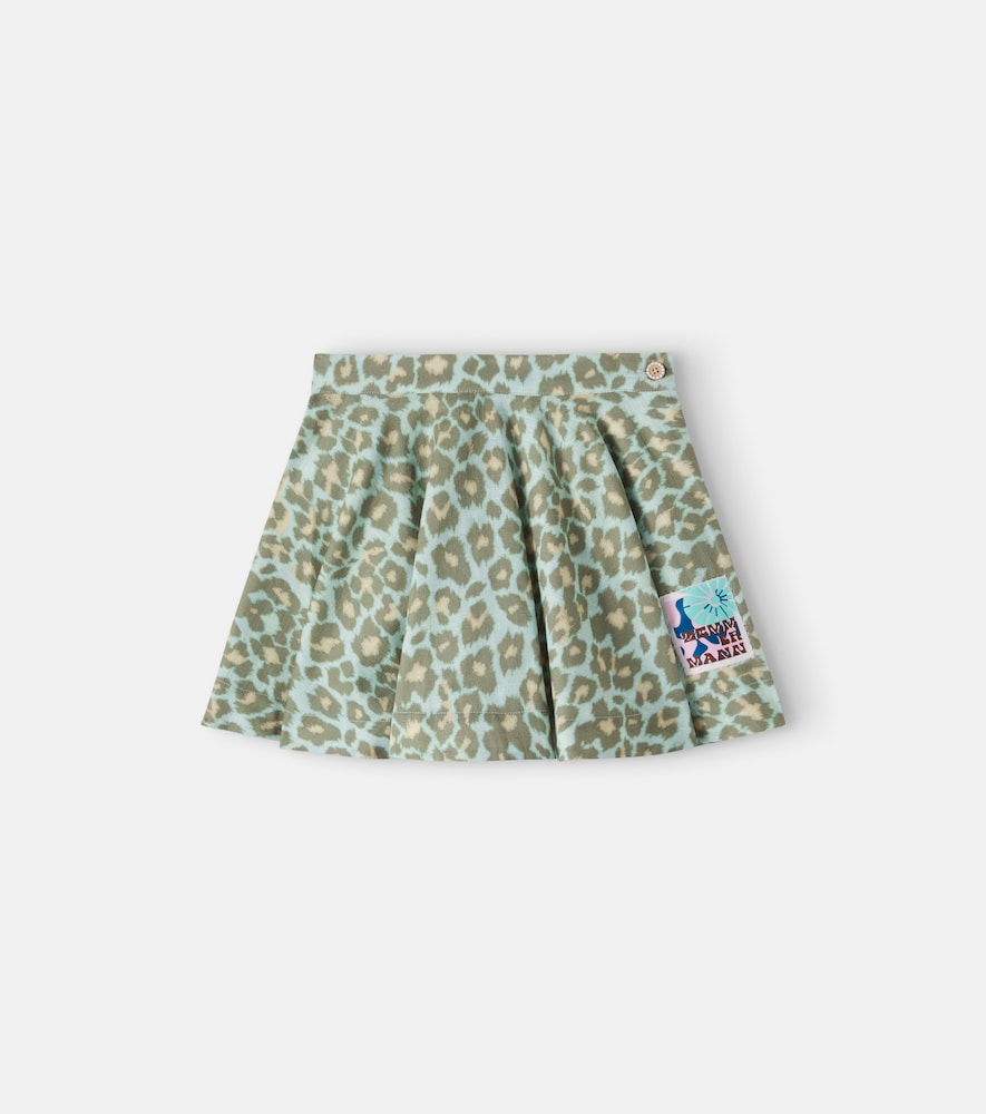 Leopard-print cotton skirt