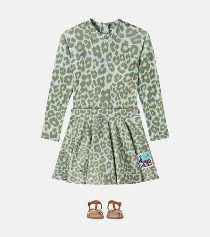 Leopard-print cotton skirt