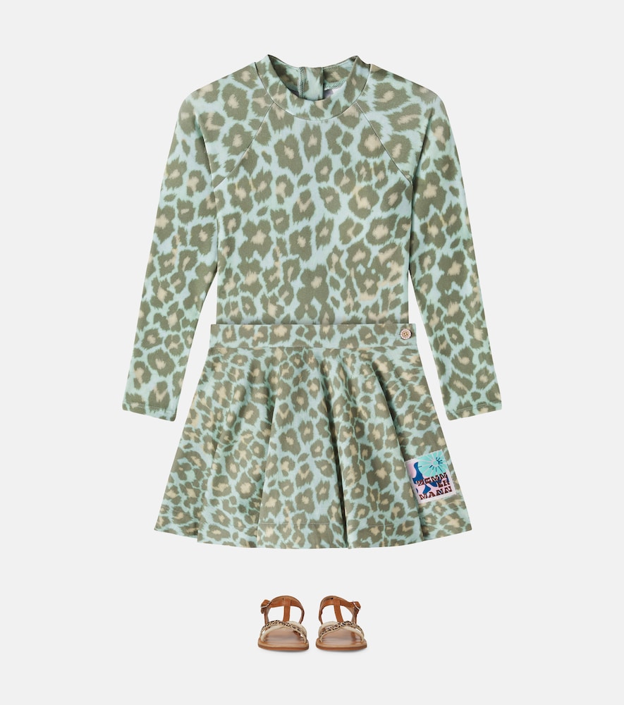 Leopard-print cotton skirt