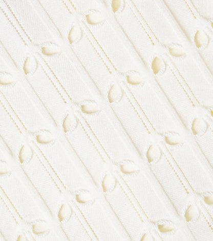 Cutout scalloped wool and cotton tank top