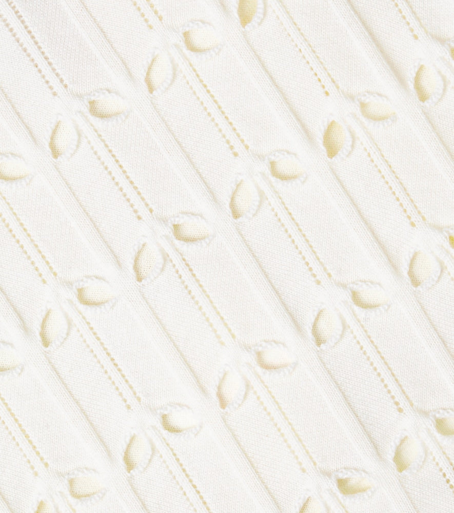 Cutout scalloped wool and cotton tank top