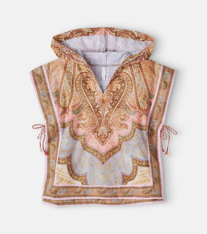 Awaken hooded cotton poncho