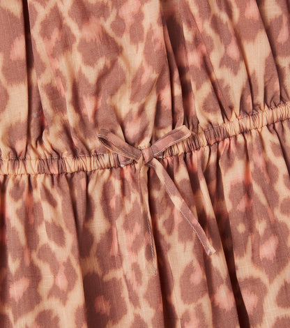 Leopard-print ruffled cotton dress