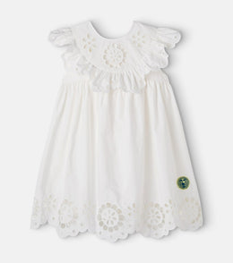 Awaken embroidered scalloped cotton dress