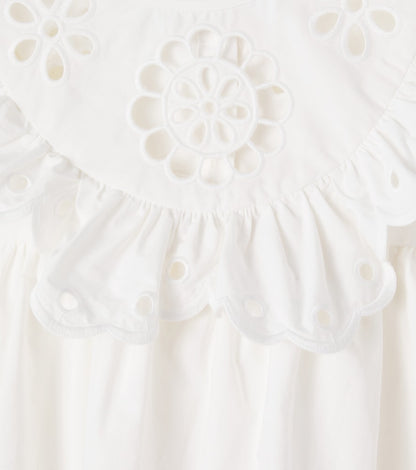 Awaken embroidered scalloped cotton dress
