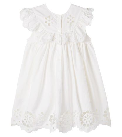 Awaken embroidered scalloped cotton dress