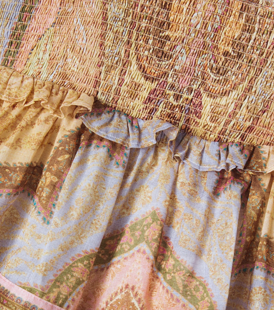 Awaken shirred tiered cotton dress