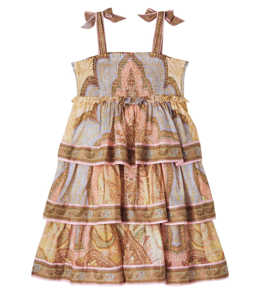 Awaken shirred tiered cotton dress