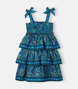 Paisley shirred cotton dress