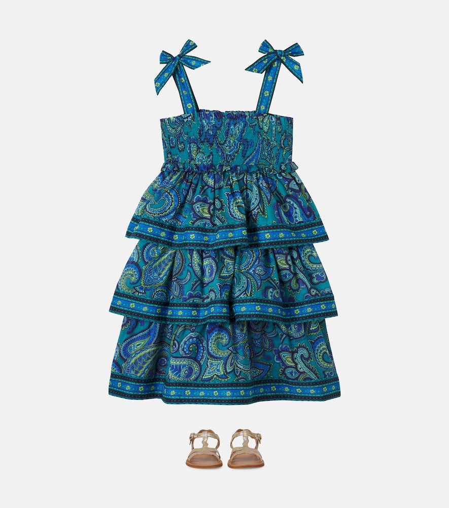 Paisley shirred cotton dress