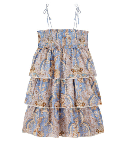 Daylight floral tiered denim dress