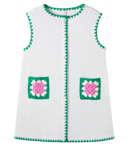 Crochet-trimmed cotton-blend dress