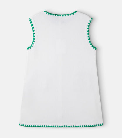 Crochet-trimmed cotton-blend dress