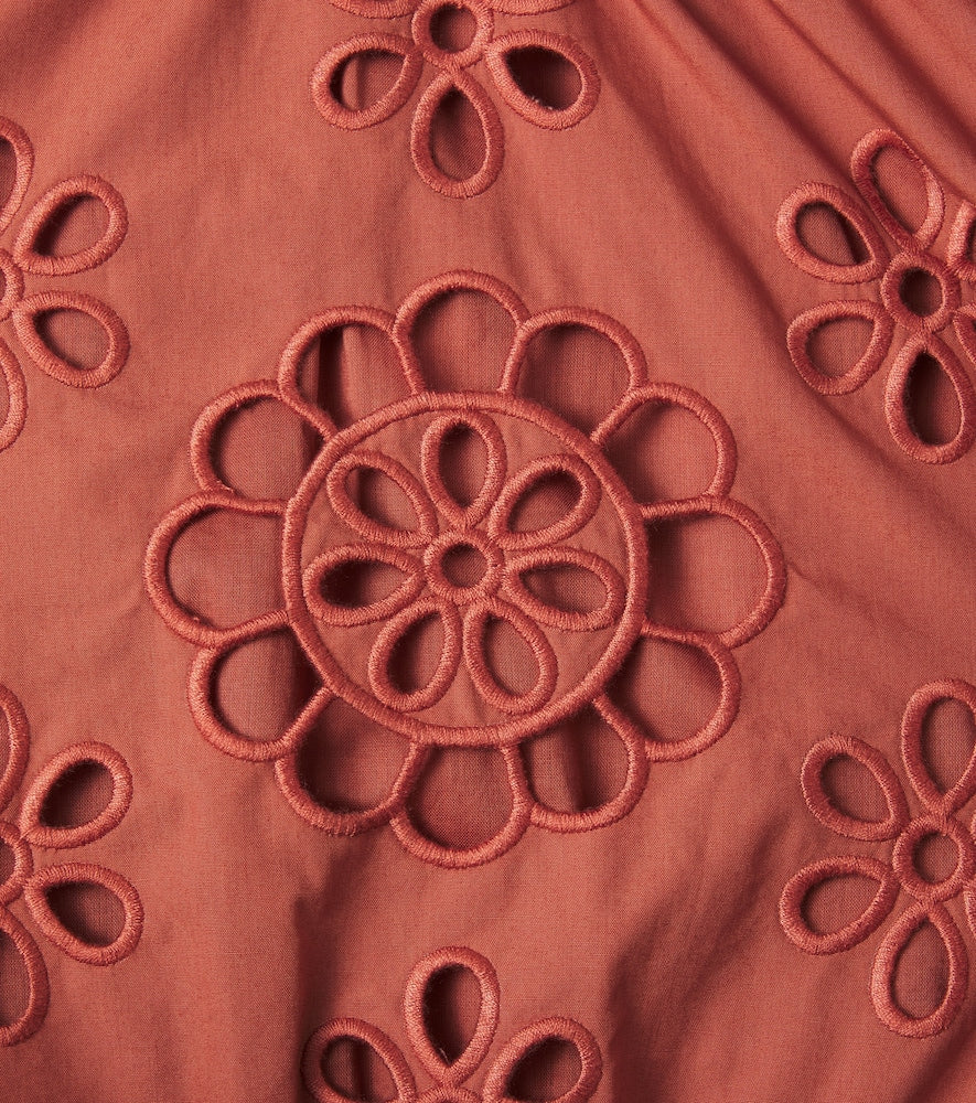 Awaken embroidered scalloped cotton playsuit