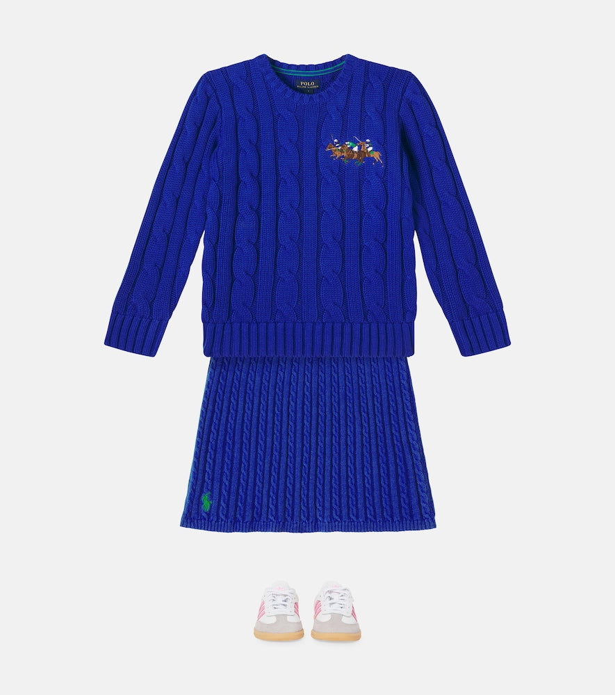 Cable-knit cotton skirt