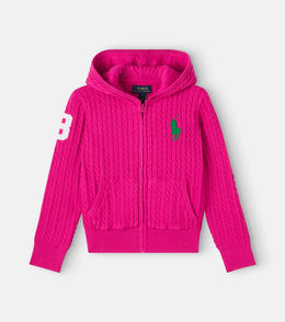 Cable-knit cotton hoodie