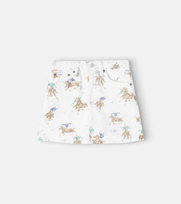 Printed denim skirt