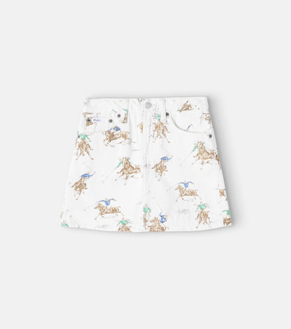 Printed denim skirt
